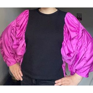 Zara Ruffled Sleeve Sweatshirt Top